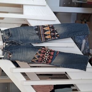 Free,People We The Free Rocky Mt. Straight leg Aztec Print  Jean Excellent sz25